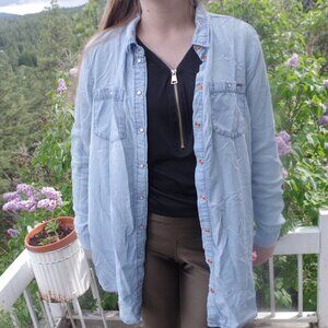 Jean Button Down Only True & Blue Ladies Snap Shirt